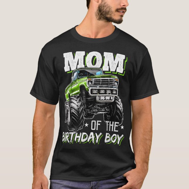 Camiseta Mamá del Monstruo del Cumpleaños Camión Cumpleaños (Anverso)