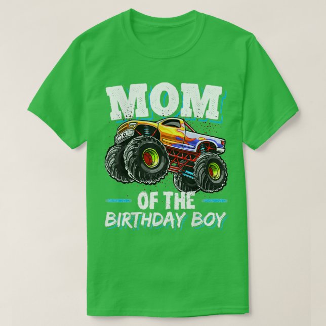 Camiseta Mamá Del Monstruo Del Nacimiento Camión Cumpleaños (Diseño del anverso)