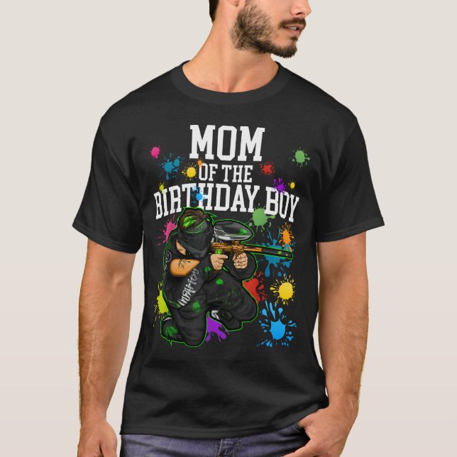 Camiseta Mamá Del Niño Cumpleañero Deporte Paintball Combin (Anverso)