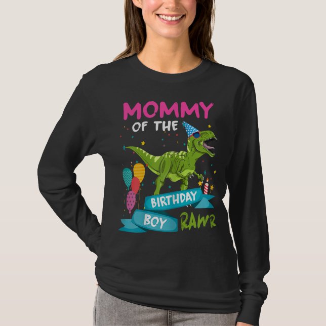 Camiseta Mamá del niño cumpleaños T-Rex RAWR Dinosaur Birt (Anverso)
