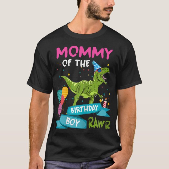 Camiseta Mamá del niño cumpleaños T-Rex RAWR Dinosaur Birt (Anverso)