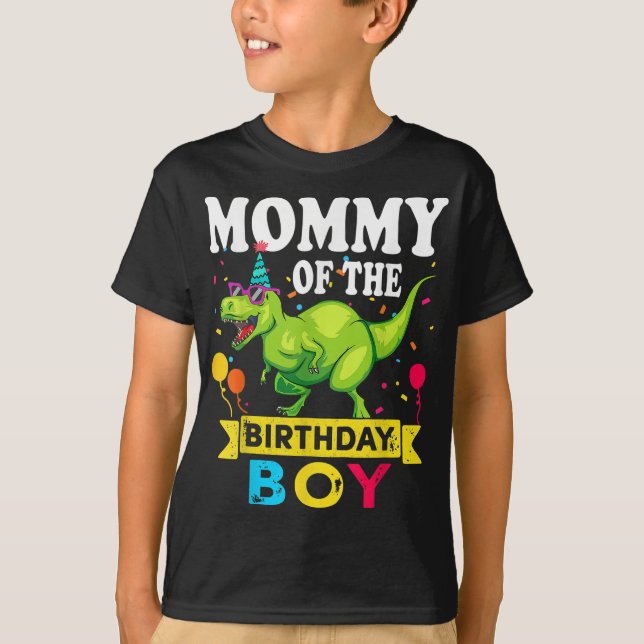 Camiseta Mamá del niño cumpleaños T-Rex RAWR Dinosaur Birt (Anverso)