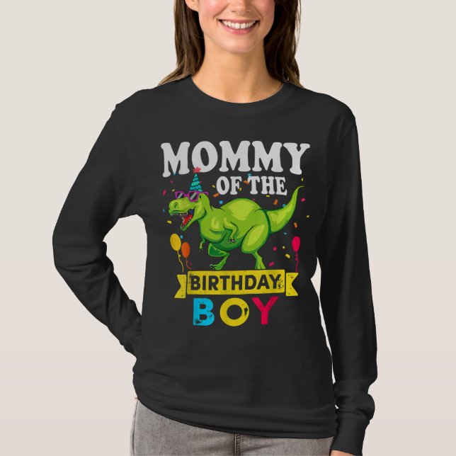Camiseta Mamá del niño cumpleaños T-Rex RAWR Dinosaur Birt (Anverso)