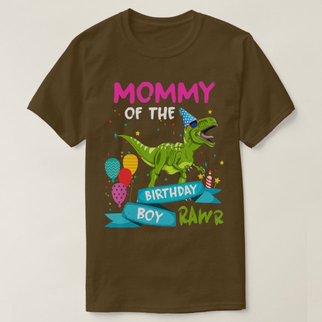 Camiseta Mamá del niño cumpleaños TRex nacimiento de dinosa (Diseño del anverso)