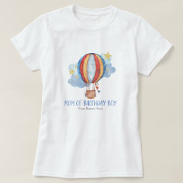 Camiseta Mamá del niño de cumpleaños Blue Red Hot Air Ballo