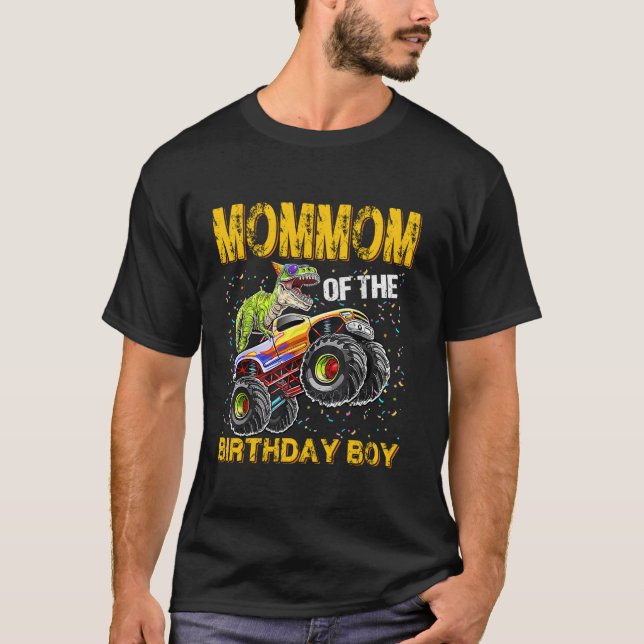 Camiseta Mamá Del Niño De Cumpleaños Dinosaurio Monster Tru (Anverso)