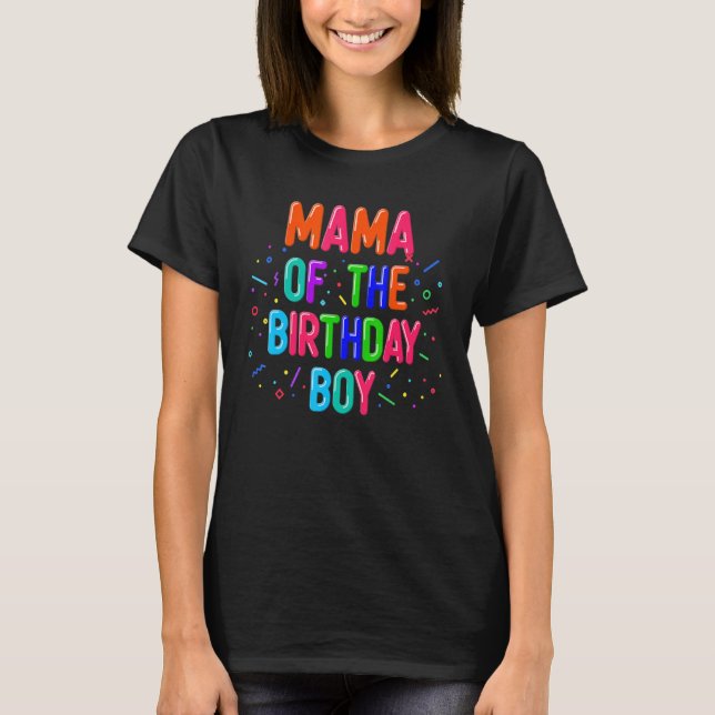 Camiseta Mamá del niño de cumpleaños, globo que coincide co (Anverso)