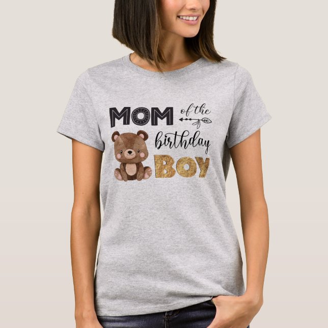 Camiseta Mamá del niño de cumpleaños, oso bebé (Anverso)