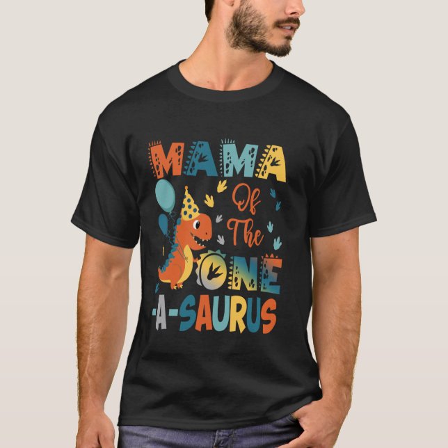 Camiseta Mamá del One-A-Saurus cumpleaños 2 dinosaurio par (Anverso)