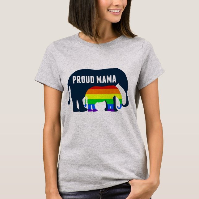 Camiseta Mamá del Orgullo Gay Orgullosa LGBT Mamá Elefante (Anverso)