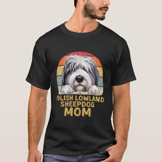 Camiseta Mamá del Pastor De Lowland Polaco Retro Mis Perros (Anverso)