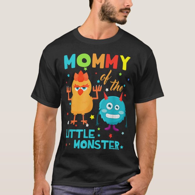 Camiseta Mamá Del Pequeño Monstruo De La Familia De Cumplea (Anverso)
