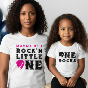 Camiseta Mamá del Pequeño Rockero Pinza de Guitarra Cumplea