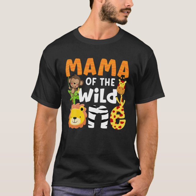 Camiseta Mamá Del Salvaje Tema Del Zoológico Bday Safari Ju (Anverso)