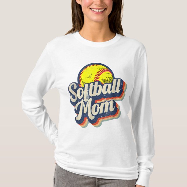 Camiseta Mamá del Softball Retro (Anverso)