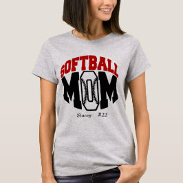 Camiseta Mamá del Softball rojo personalizada