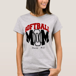Camiseta Mamá del Softball rojo personalizada