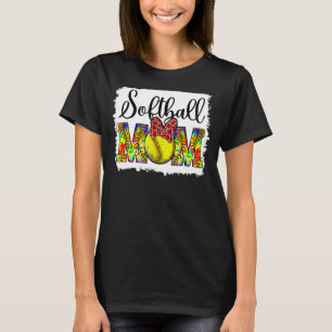 Camiseta Mamá del Softbol Tie Dye Messy Bun Mom Life Cute M