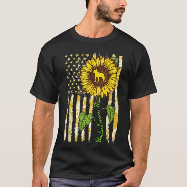 Camiseta Mamá del terror de Boston Sunflower Perro Bandera  (Anverso)