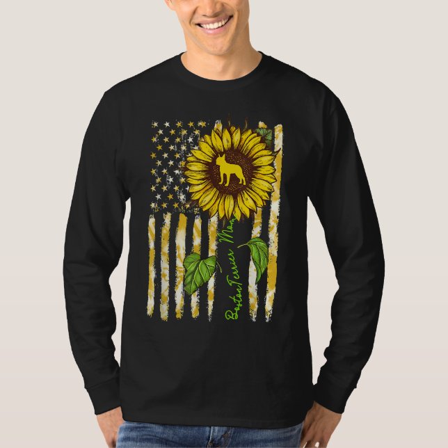 Camiseta Mamá del terror de Boston Sunflower Perro Bandera  (Anverso)