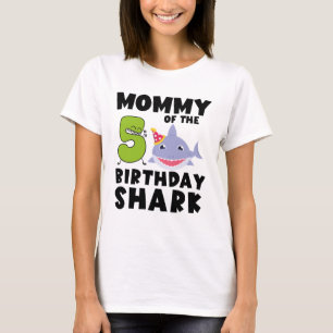 Camiseta Mamá del Tiburón Cumpleaños de 5 años Cumpleaños
