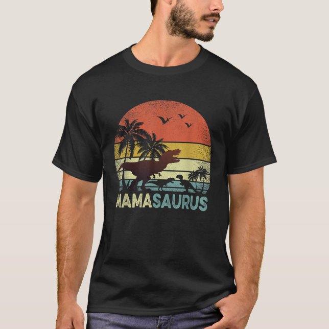 Camiseta Mama Dinosaur Mamasauro 2 Dos niños (Anverso)