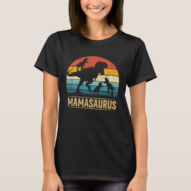 Camiseta Mama Dinosaur T Rex Mamasaurus 3 Niños Divertida M (Anverso)