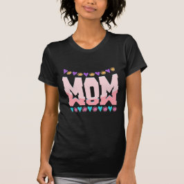 Camiseta Mamá Diseño Estético Corazones Y Flores