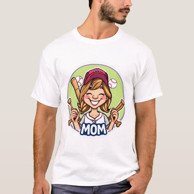Camiseta Mamá divertida de béisbol mamá de béisbol de béisb (Anverso)