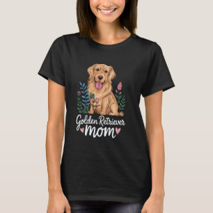 Camiseta Mamá divertida de Golden Retriever, Floral lindo,