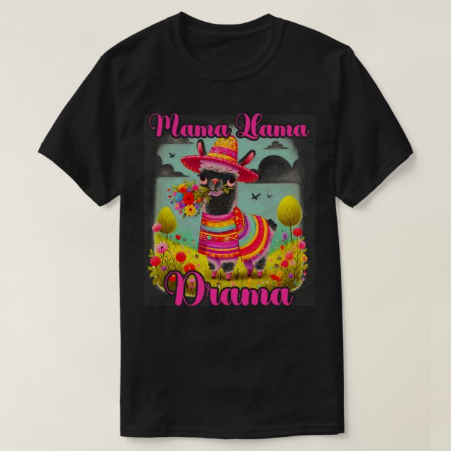 Camiseta Mama Drama Llama Alpaca con gafas de sol Llama Amo (Diseño del anverso)