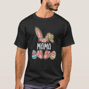 Camiseta Mama Easter Leopard Bunny Egg Cute Family Easter P