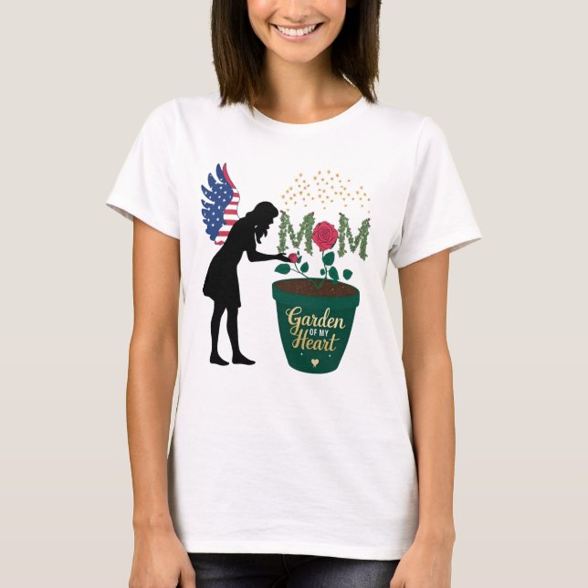Camiseta Mamá - El jardín de mi diseño de ángel floral del  (Anverso)