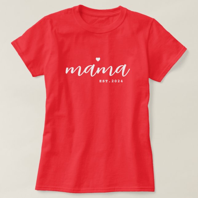 Camiseta Mama Elegant Script Establecido Fecha Nueva Madre (Diseño del anverso)