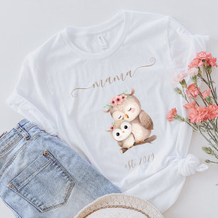 Camiseta Mama Encantadora Establecida Búhos Acuarela Boho