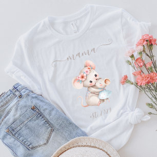 Camiseta Mama Encantadora Establecida Ratones Boho Acuarela
