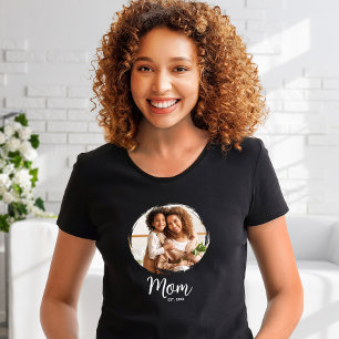 Camiseta Mamá Escritura Blanca Fecha Establecida Foto Moder