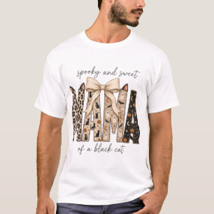 Camiseta Mamá Espeluznante y Dulce de un Gato Negro Hallowe