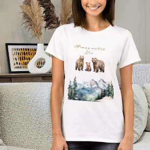 Camiseta Mamá Esperándote Oso Invierno Aventura