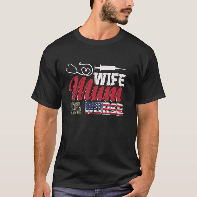Camiseta Mamá Esposa Enfermera VA (Anverso)