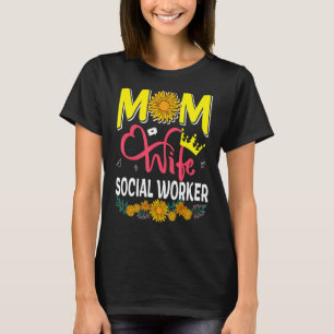 Camiseta Mamá Esposa Trabajadora Social Cute Floral Flor Mo
