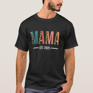 Camiseta Mama Est 2025 Nuevo Abuelo Embarazo Leopardo Madre