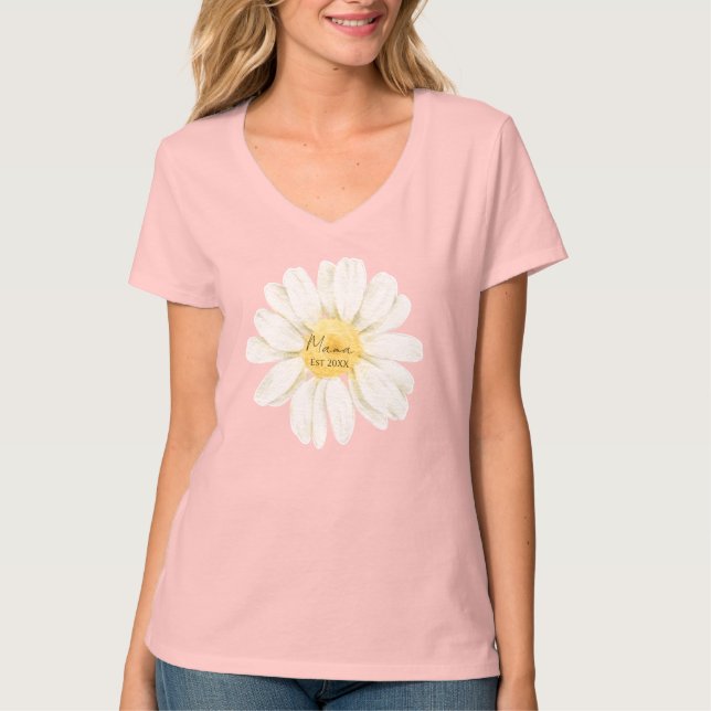 Camiseta Mama Est - Daisy cuello en V (Anverso)