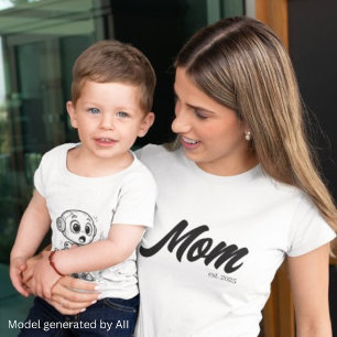 Camiseta Mamá Est. Escritura Negra   Personalizado