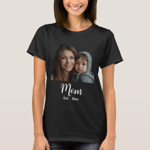 Camiseta Mamá Establecida en Guión Moderno Negro
