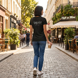 Camiseta Mamá Establecida Regalo de Nueva Mamá Escritura Bl