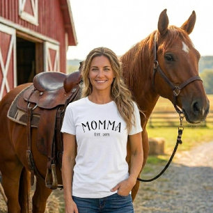 Camiseta Mamá Estableció Chic Negro Blanco Regalo de Nueva