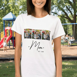 Camiseta Mamá Estableció Escritura 3 Foto Blanca