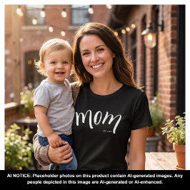 Camiseta Mamá Estableció Escritura Minimalista Año Nuevo Ma