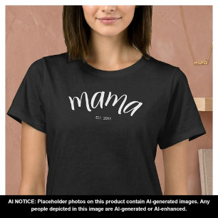 Camiseta Mamá Estableció Escritura Minimalista Año Nuevo Ma